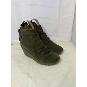 FLY LONDON YAMA ANKLE BOOT WEDGE SLOUCHY LEATHER COMFORT SLUDGE 38 US 7